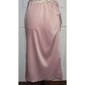 The Vanity Room Women's Ruched Side Slit Midi Skirt in Rose Pink Medium MSRP $45